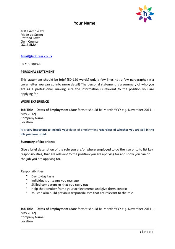 Cv And Cover Letter Templates Free With Horticruitment